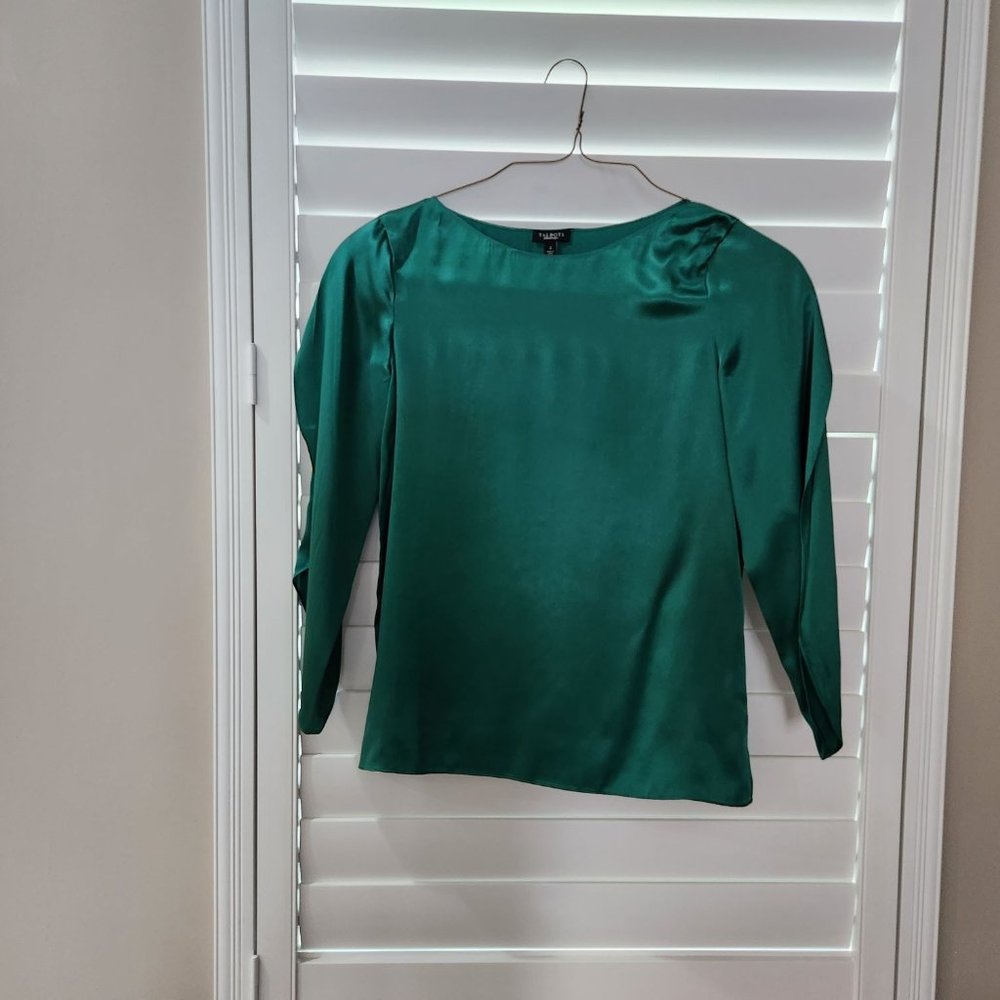 Talbot's Emerald Green Silk Blouse Size 2